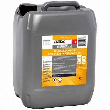 Alkaliczny odtłuszczacz preparat do usuwania silnych zabrudzeń organicznych w branży spożywczej JAX 53 5L